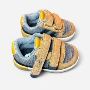 Dr Scholl’s Kids Blue & Brown Toddler Sneakers Size 4 Walking Shoes Hook & Loop